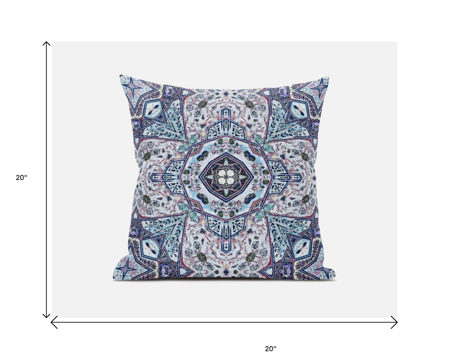 Light Blue Gray Floral Boho Suede Pillow