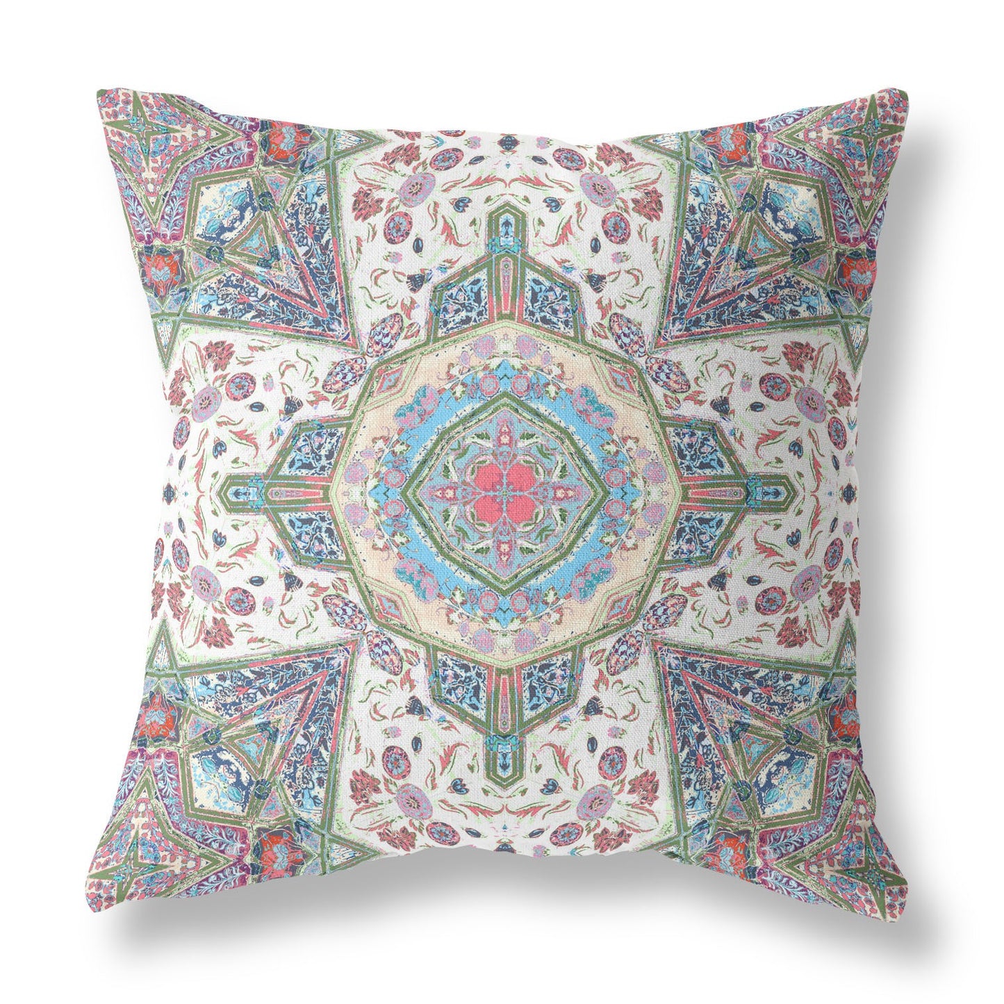 Cream Pink Boho Flower Suede Pillow