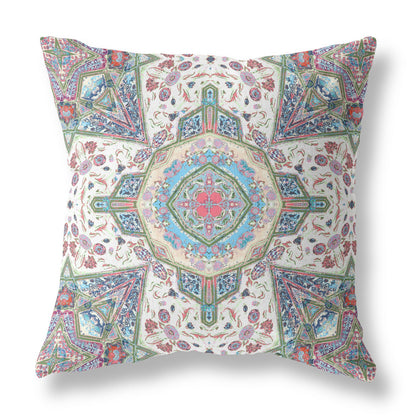 Cream Pink Boho Flower Suede Pillow