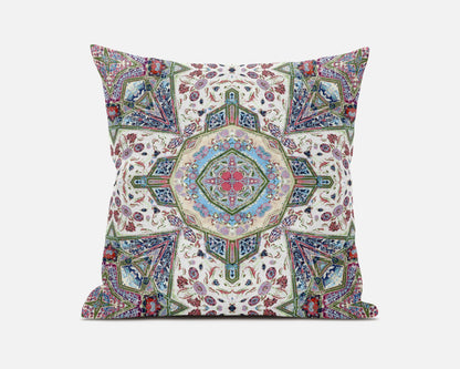Cream Pink Boho Flower Suede Pillow