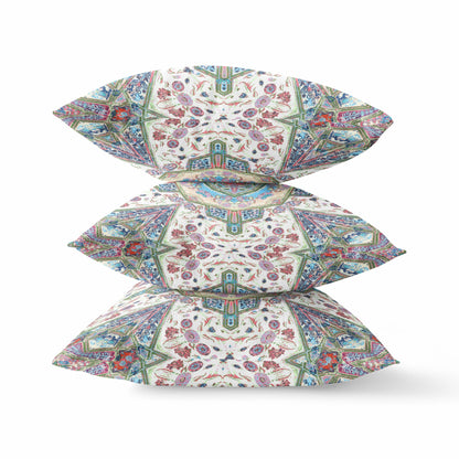 Cream Pink Boho Flower Suede Pillow