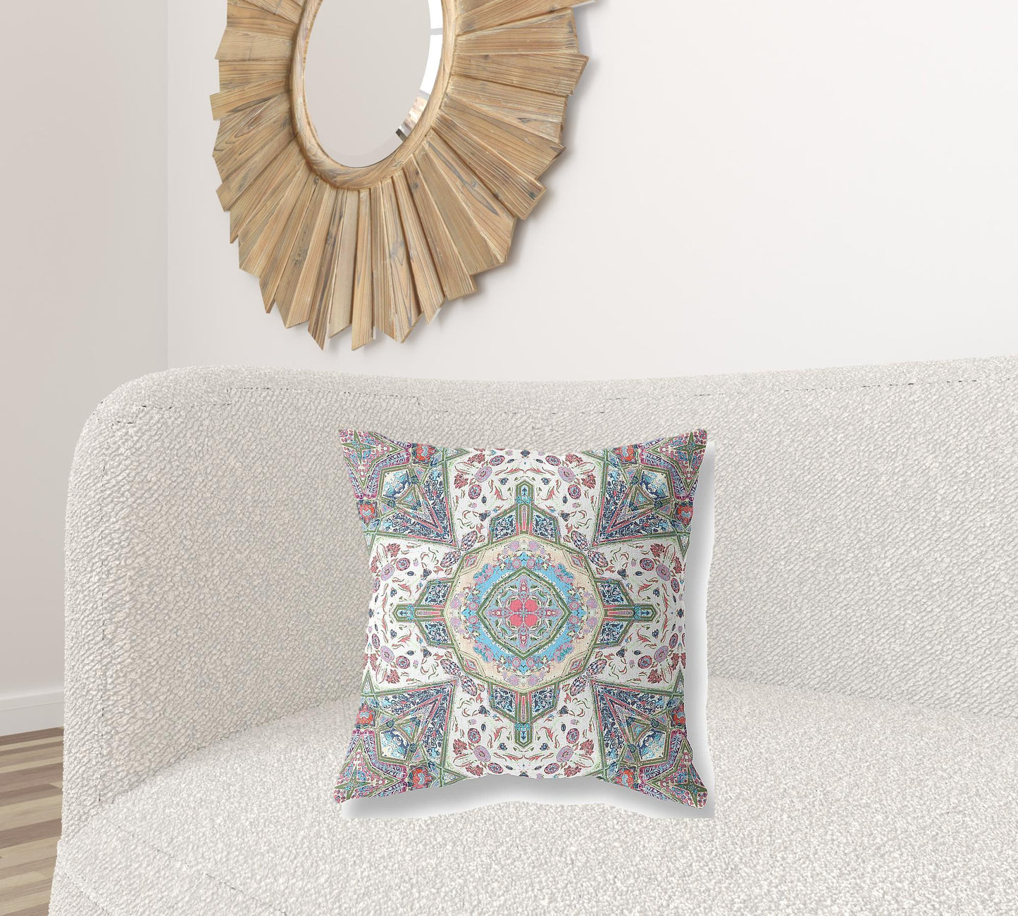 Cream Pink Boho Flower Suede Pillow