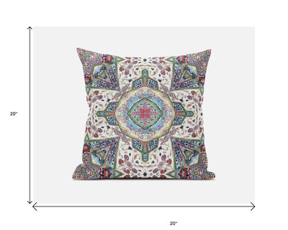 Cream Pink Boho Flower Suede Pillow