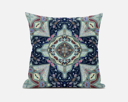 Aqua Blue Boho Chic Pattern Suede Pillow