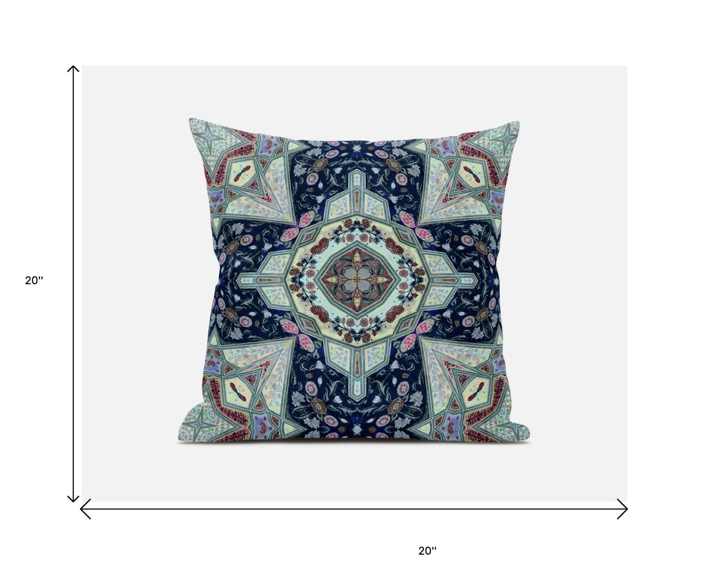 Aqua Blue Boho Chic Pattern Suede Pillow