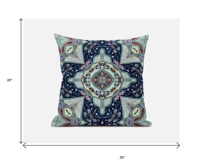 Aqua Blue Boho Chic Pattern Suede Pillow