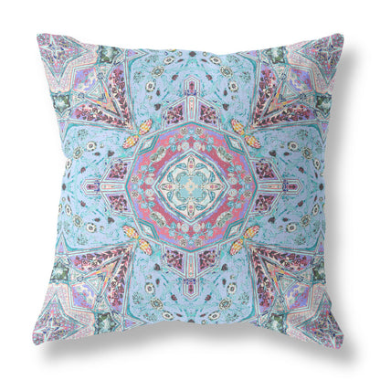 Blue Magenta Boho Chic Floral Suede Pillow