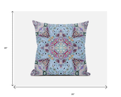 Blue Magenta Boho Chic Floral Suede Pillow