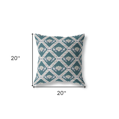 Dark Green Yellow Gray Lotus Floral Suede Pillow