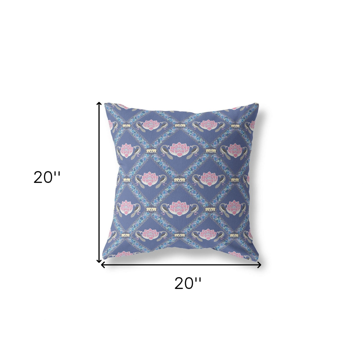 Purple Blue Pink Lotus Floral Suede Pillow