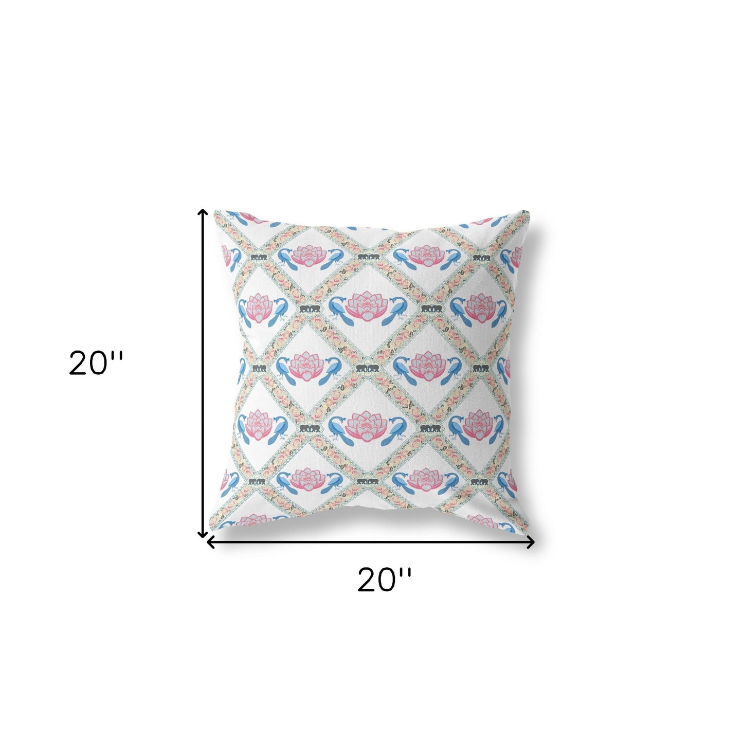 White Blue Gray Lotus Floral Suede Pillow