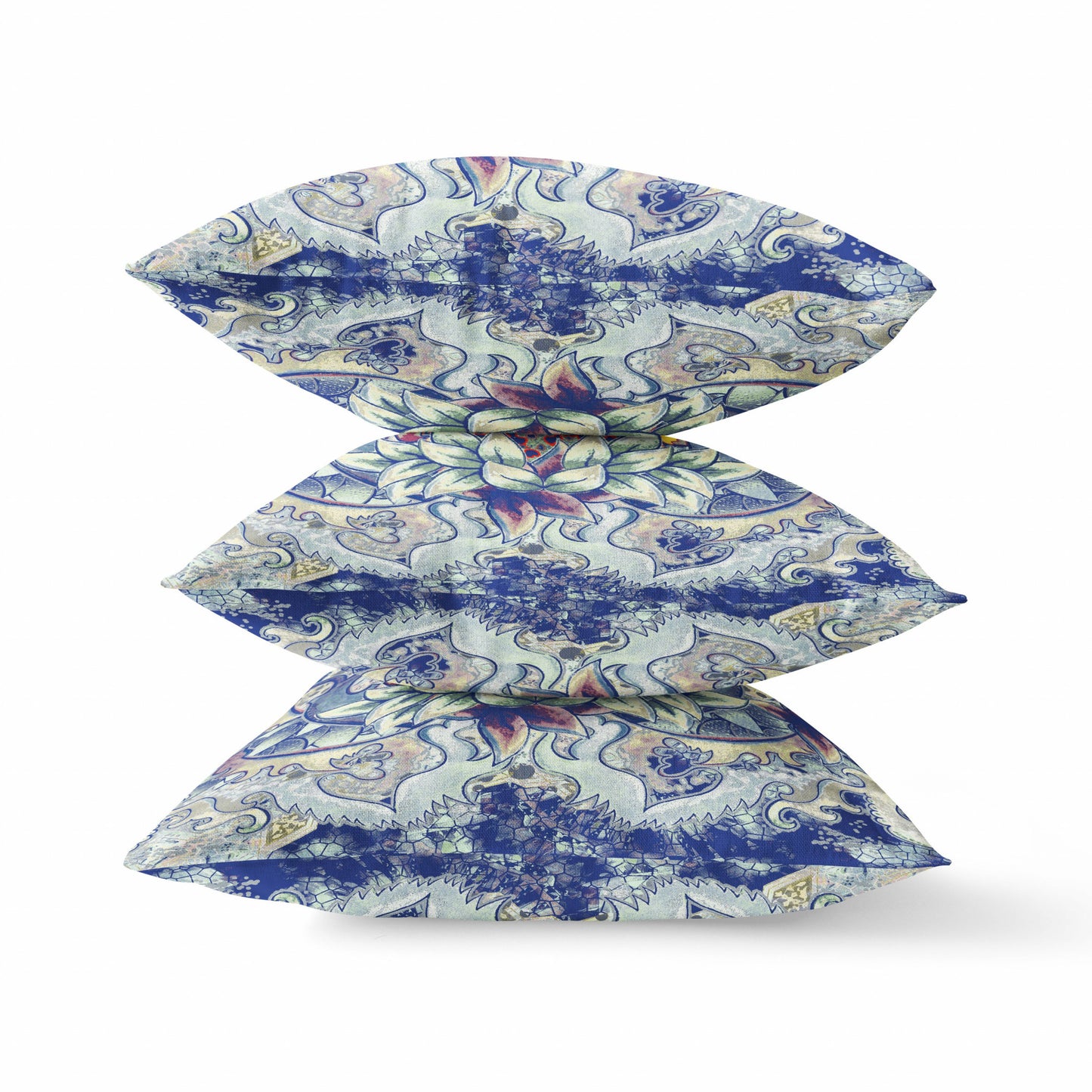 Blue Gray Flower Bloom Suede Pillow