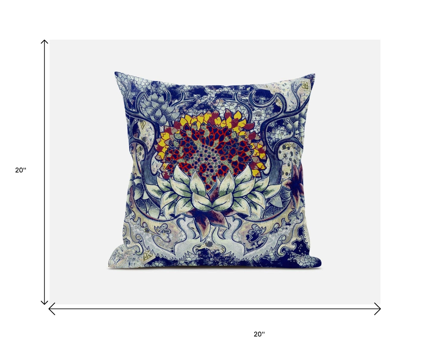 Blue Gray Flower Bloom Suede Pillow