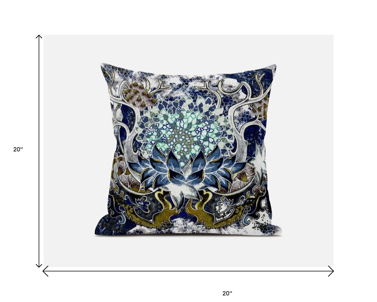 Blue White Flower Bloom Suede Pillow