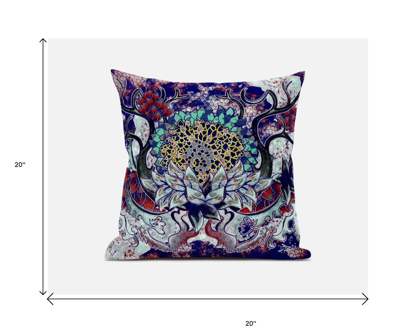 Blue Cyan Flower Bloom Suede Pillow