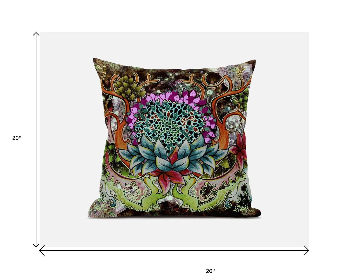 Green Orange Flower Bloom Suede Pillow