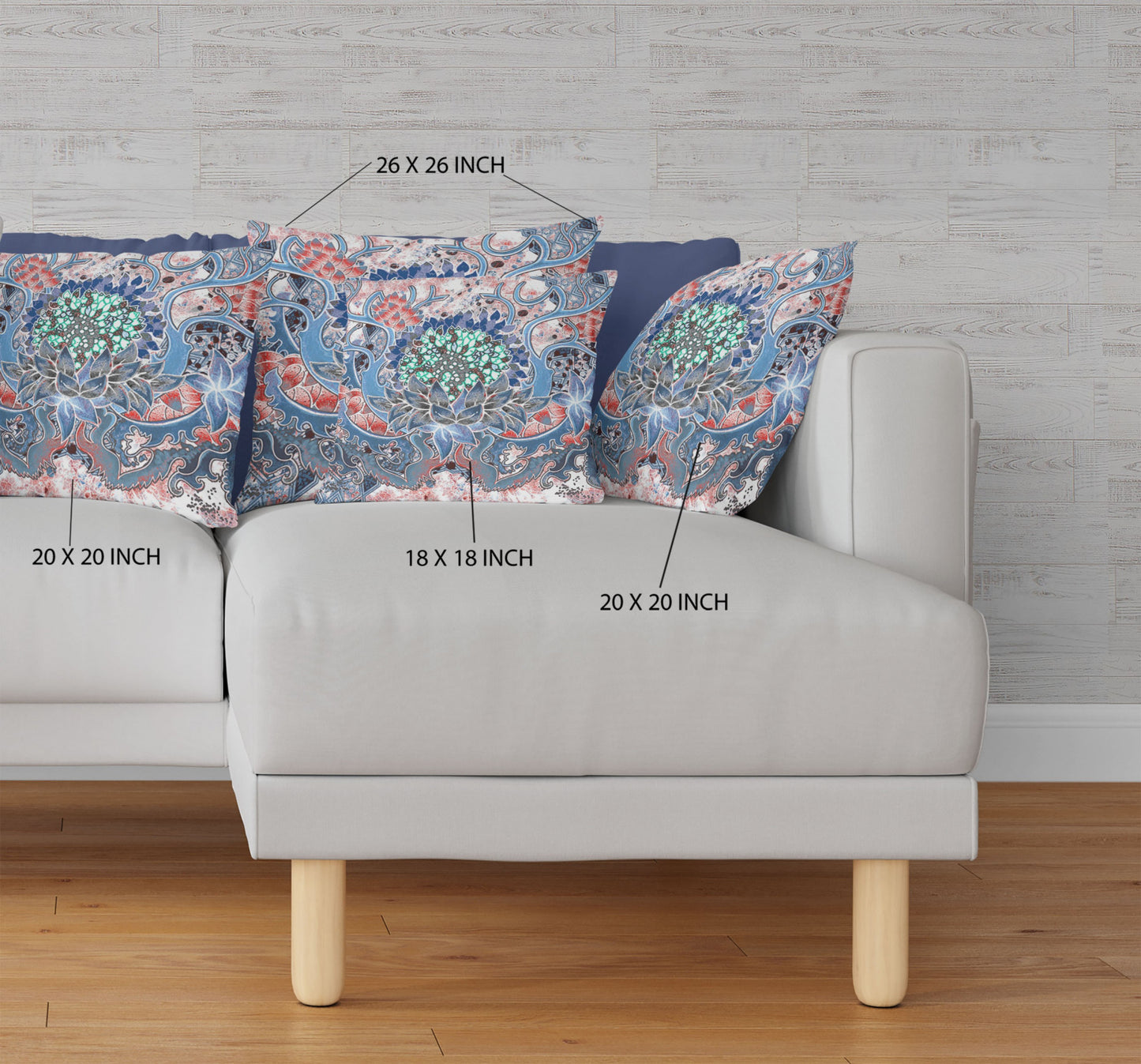 Blue Pink Flower Bloom Suede Pillow