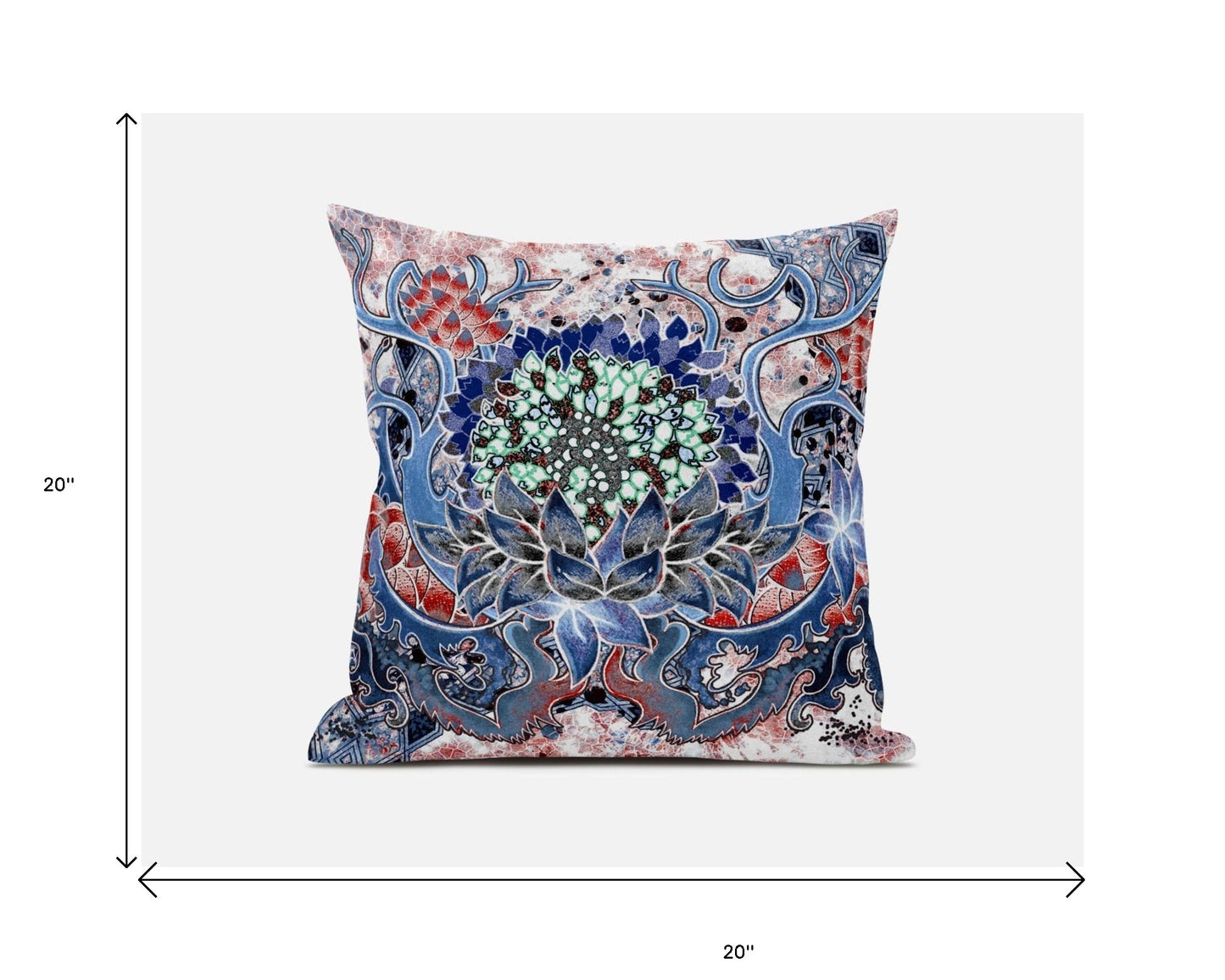 Blue Pink Flower Bloom Suede Pillow