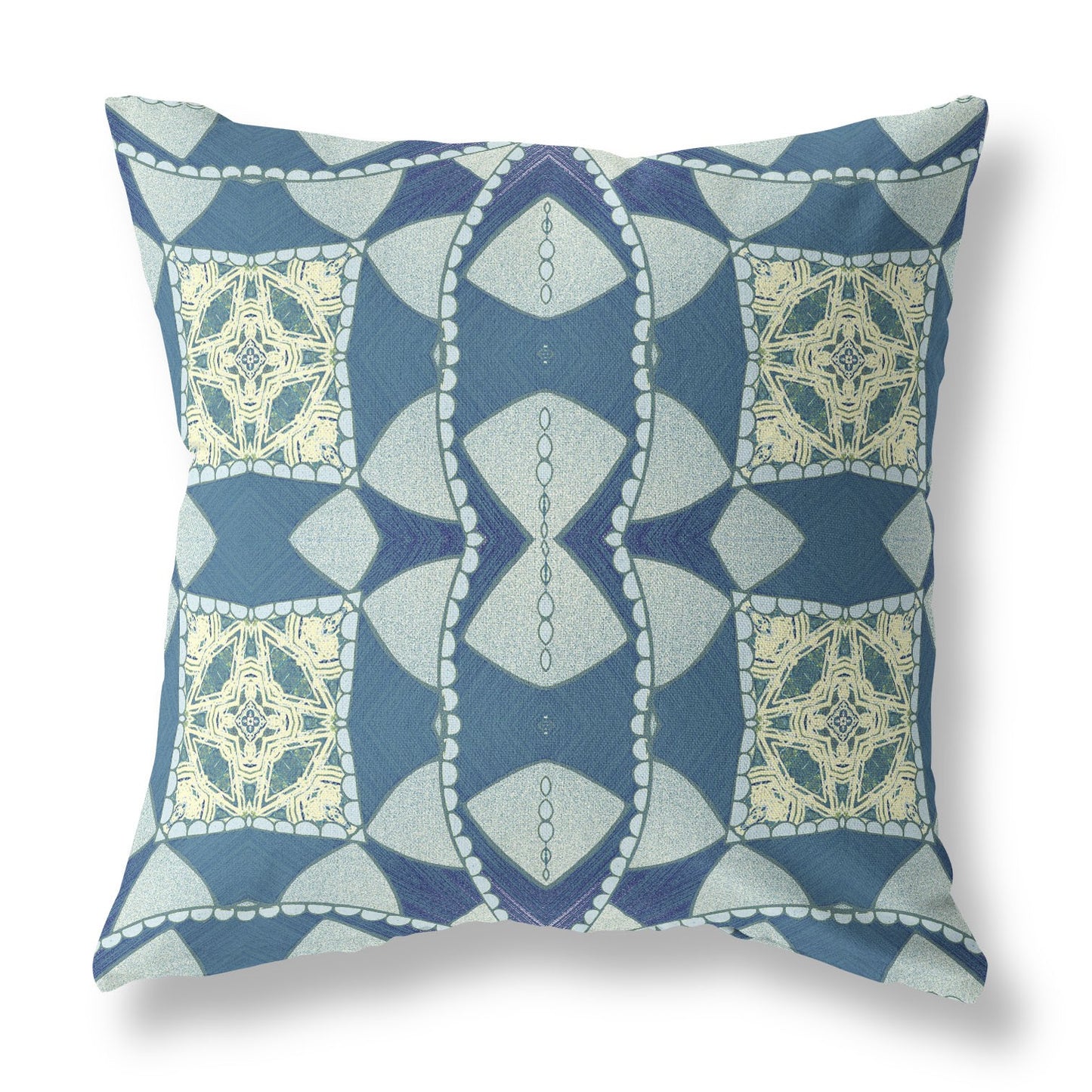 Blue Cream Cosmic Circle Boho Suede Pillow