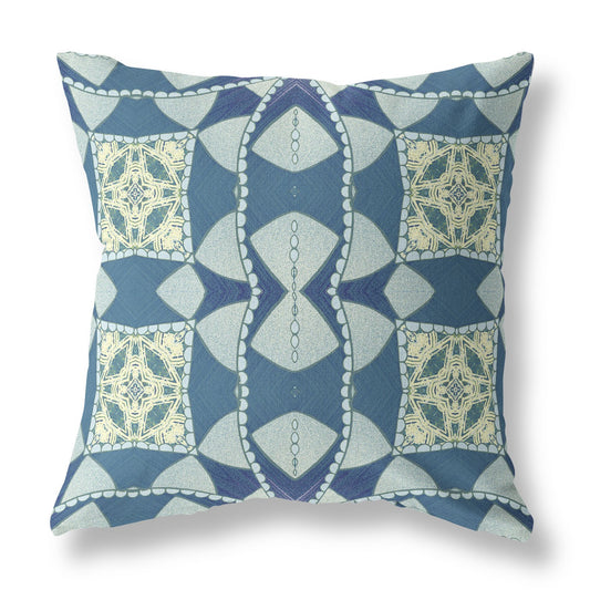 Blue Cream Cosmic Circle Boho Suede Pillow