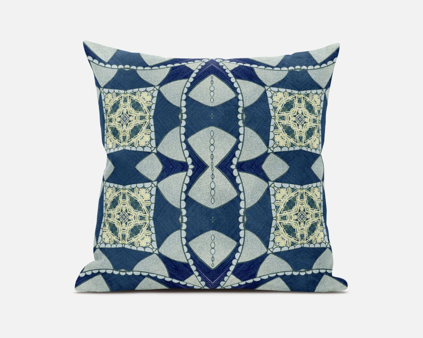 Blue Cream Cosmic Circle Boho Suede Pillow