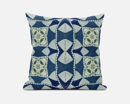 Blue Cream Cosmic Circle Boho Suede Pillow
