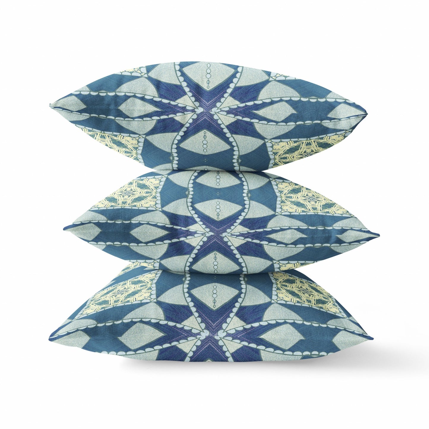 Blue Cream Cosmic Circle Boho Suede Pillow