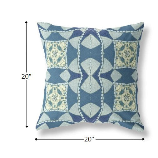 Blue Cream Cosmic Circle Boho Suede Pillow