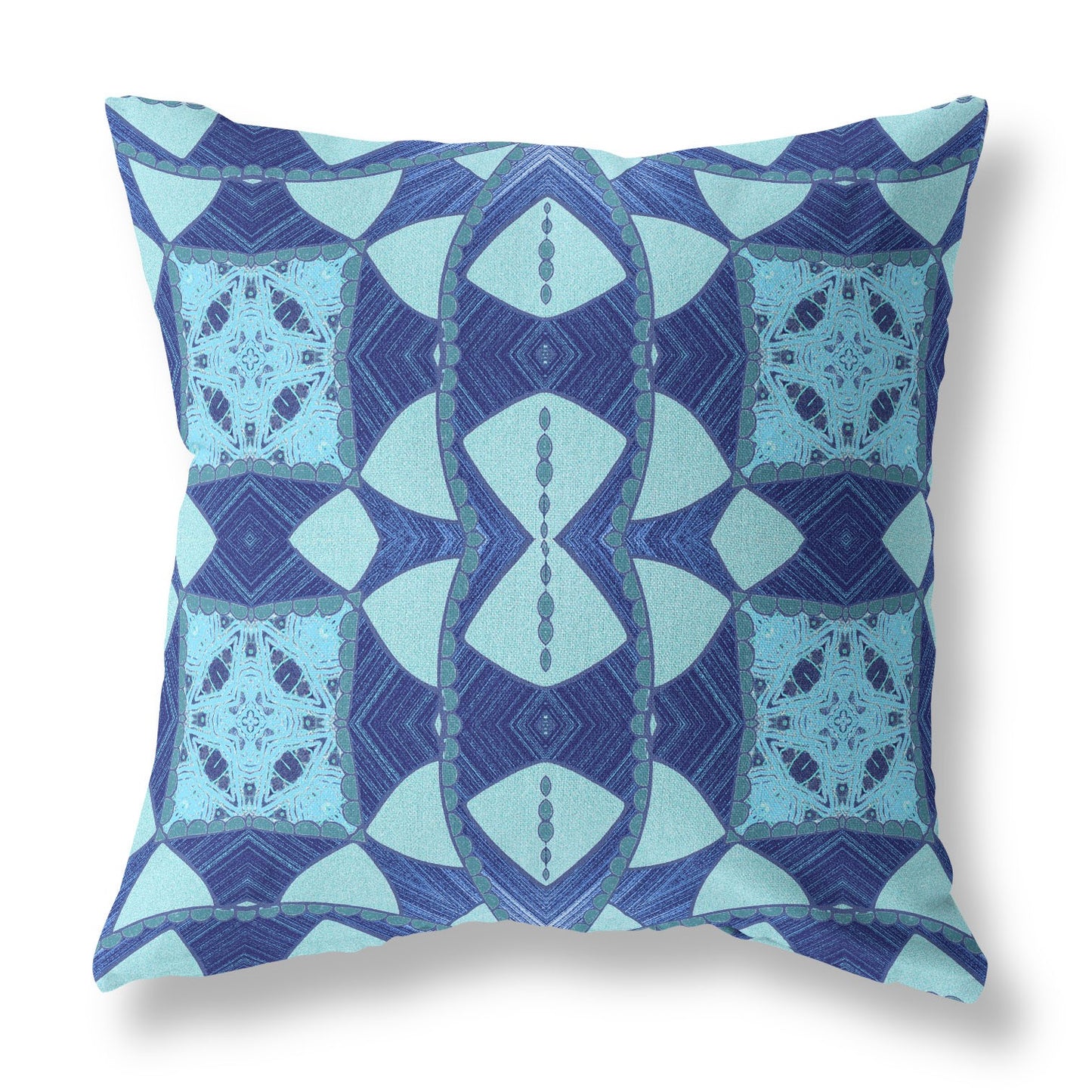 Sky Blue Cosmic Circle Boho Suede Pillow