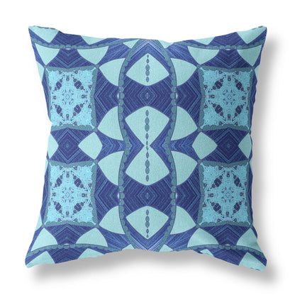 Sky Blue Cosmic Circle Boho Suede Pillow