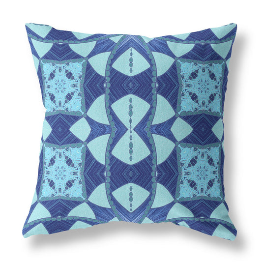 Sky Blue Cosmic Circle Boho Suede Pillow