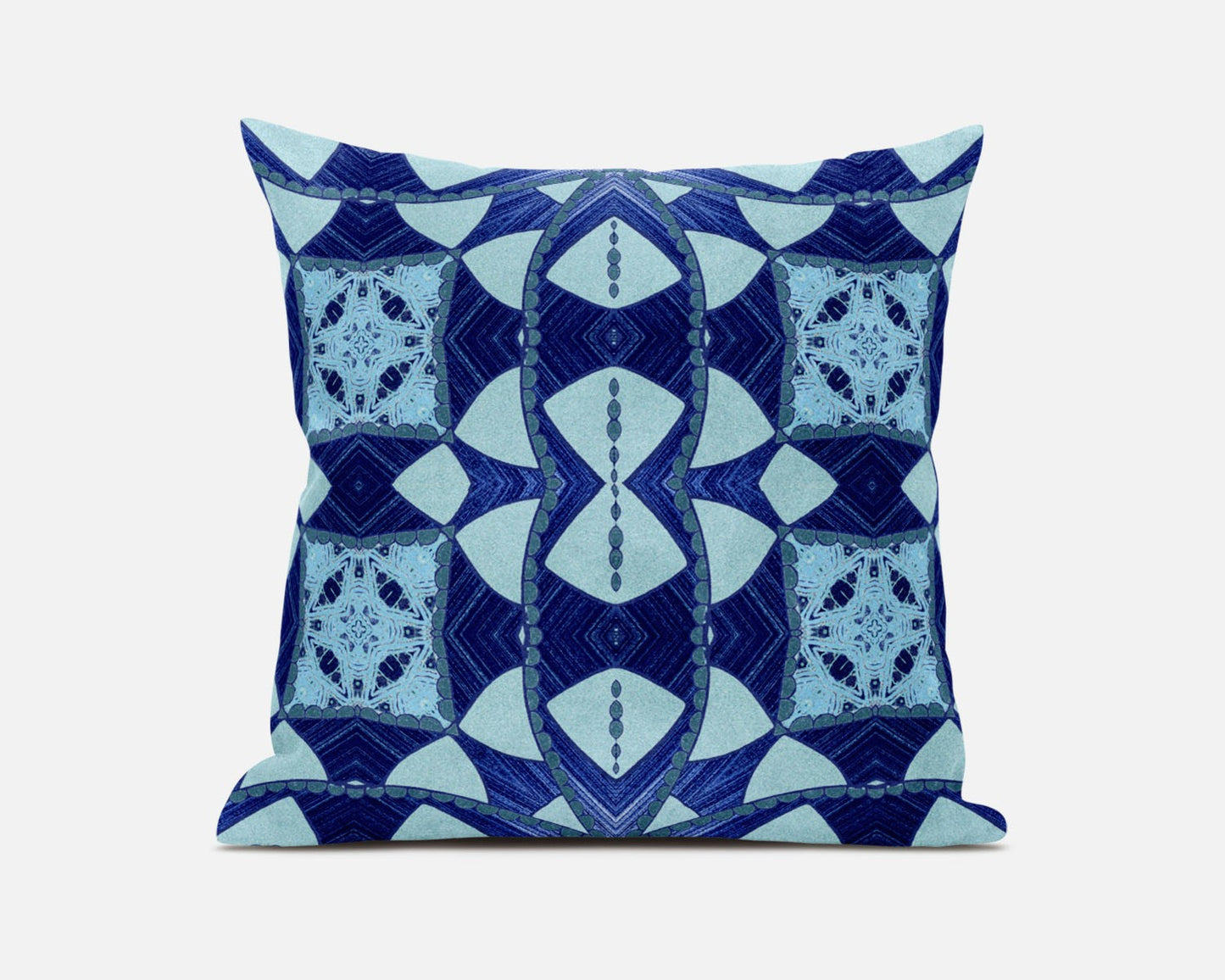 Sky Blue Cosmic Circle Boho Suede Pillow