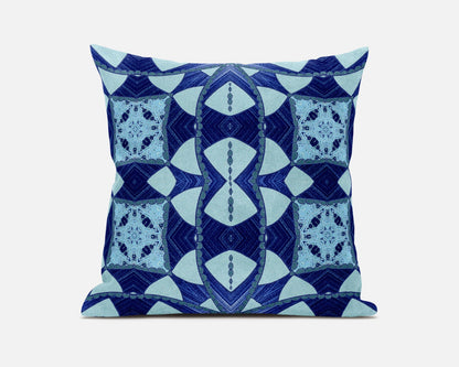 Sky Blue Cosmic Circle Boho Suede Pillow