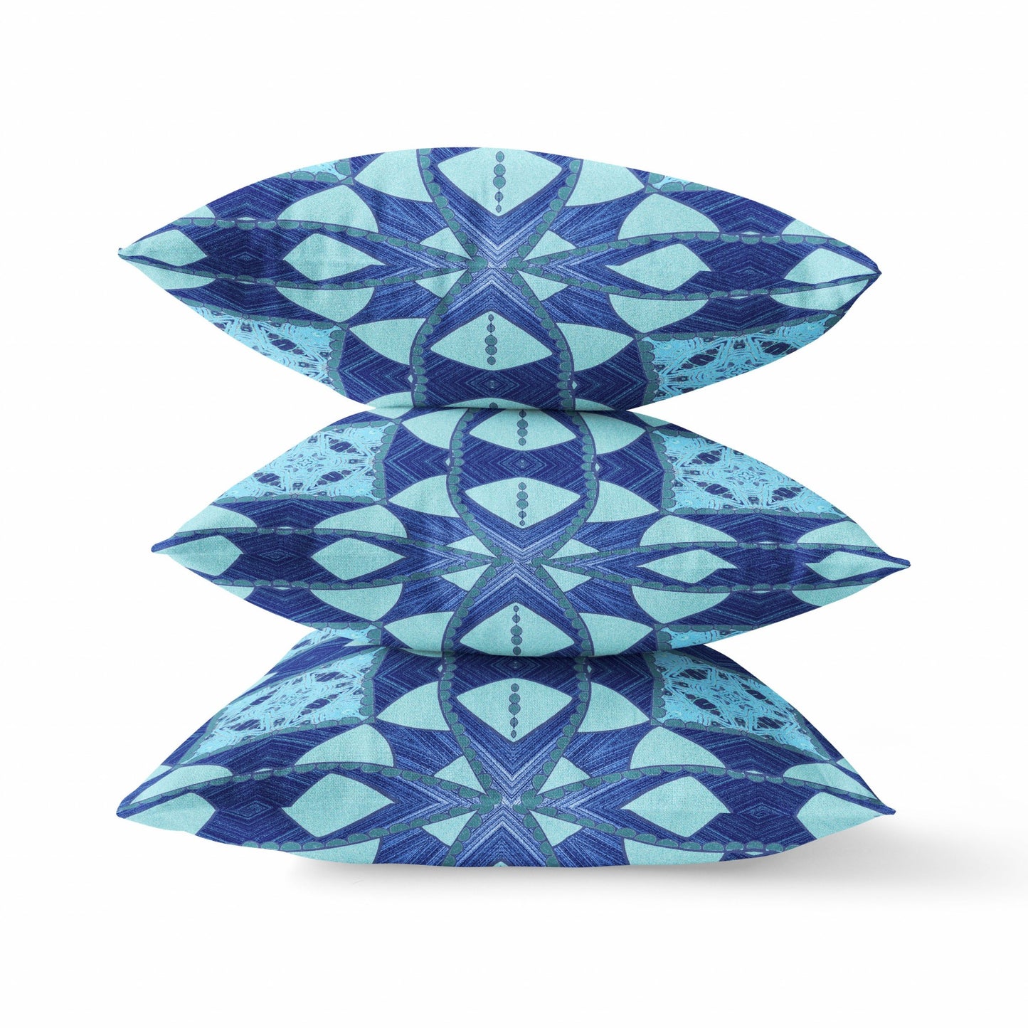Sky Blue Cosmic Circle Boho Suede Pillow
