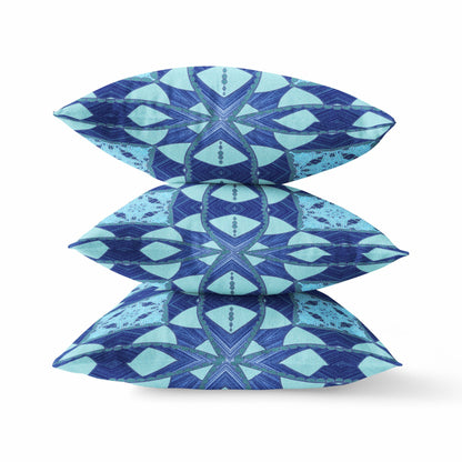 Sky Blue Cosmic Circle Boho Suede Pillow