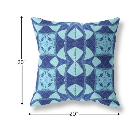 Sky Blue Cosmic Circle Boho Suede Pillow