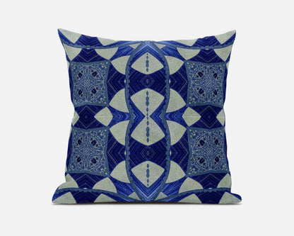 Dark Blue Cosmic Circle Boho Suede Pillow
