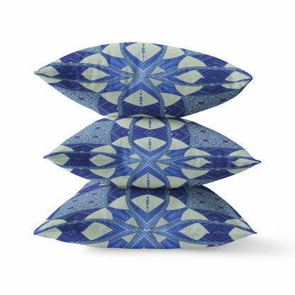 Dark Blue Cosmic Circle Boho Suede Pillow