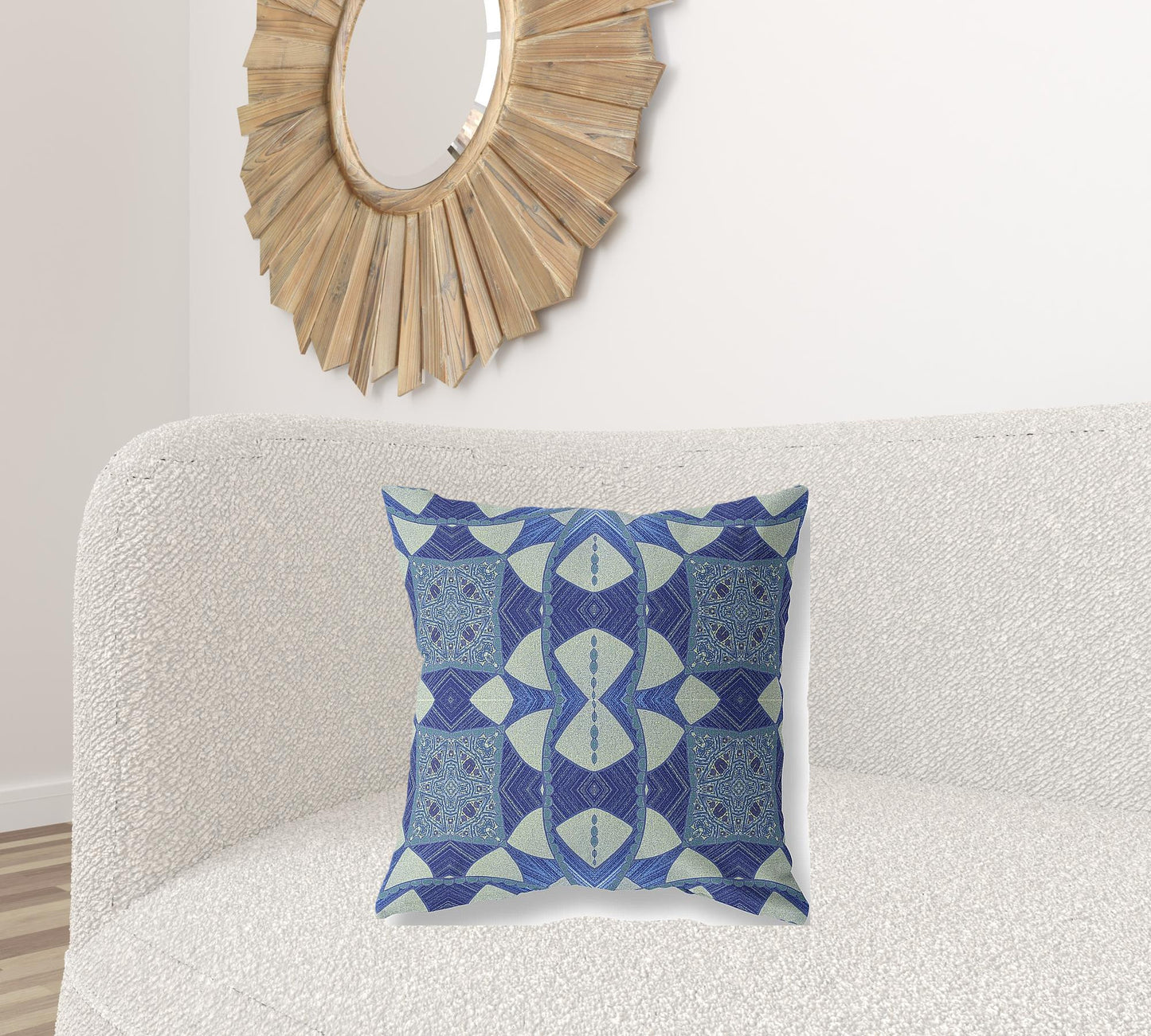 Dark Blue Cosmic Circle Boho Suede Pillow