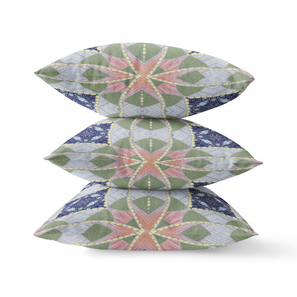 Green Pink Cosmic Circle Boho Suede Pillow