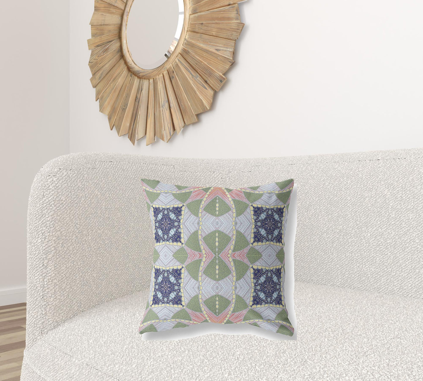 Green Pink Cosmic Circle Boho Suede Pillow