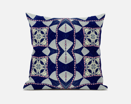 Indigo Pink Cosmic Circle Boho Suede Pillow