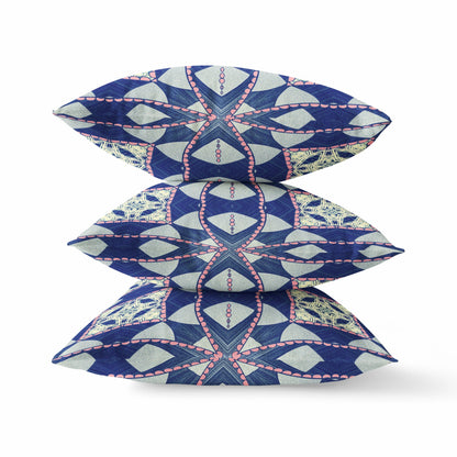 Indigo Pink Cosmic Circle Boho Suede Pillow