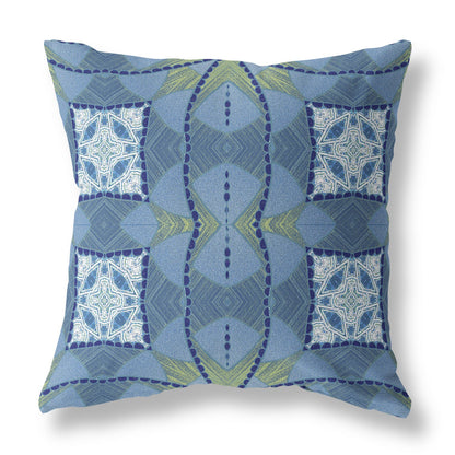 Blue White Cosmic Circle Boho Suede Pillow