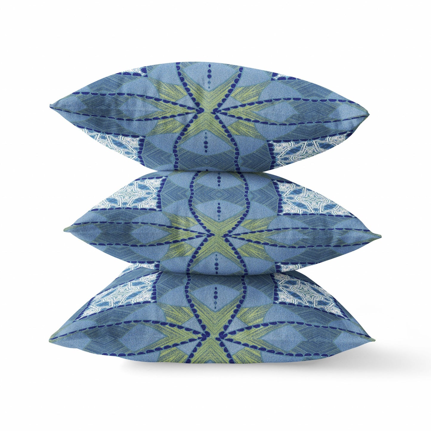 Blue White Cosmic Circle Boho Suede Pillow