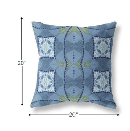Blue White Cosmic Circle Boho Suede Pillow