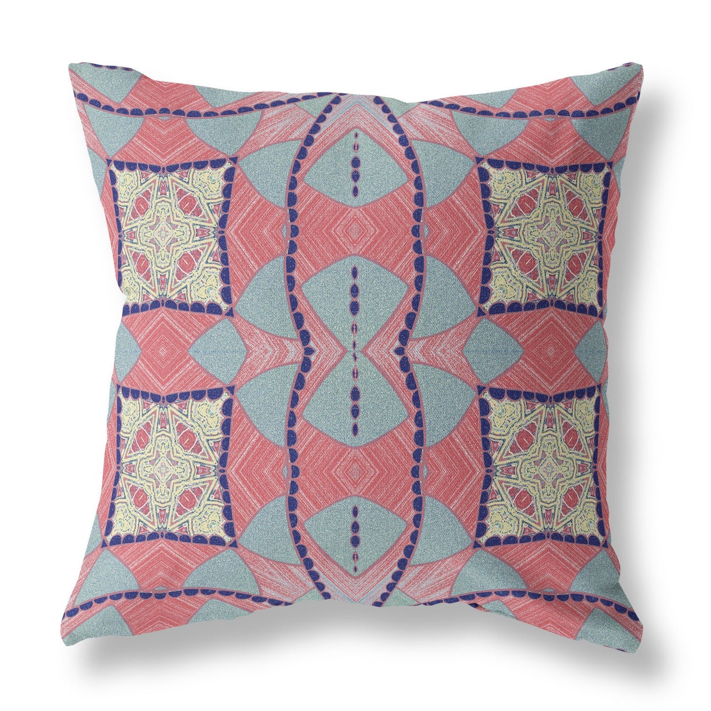 Red Blue Cosmic Circle Boho Suede Pillow