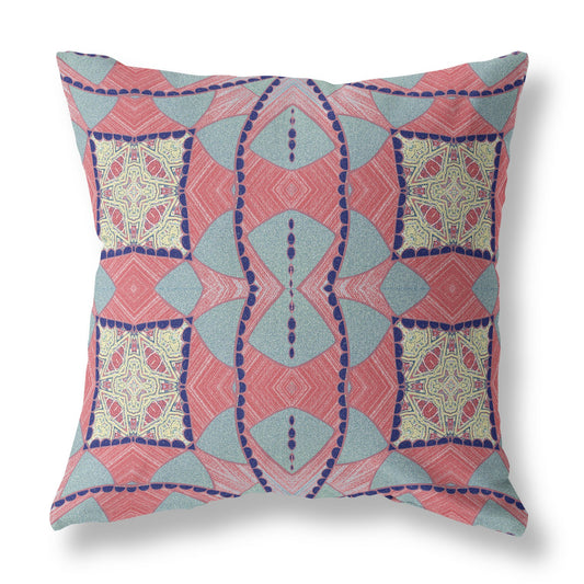 Red Blue Cosmic Circle Boho Suede Pillow