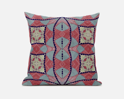 Red Blue Cosmic Circle Boho Suede Pillow