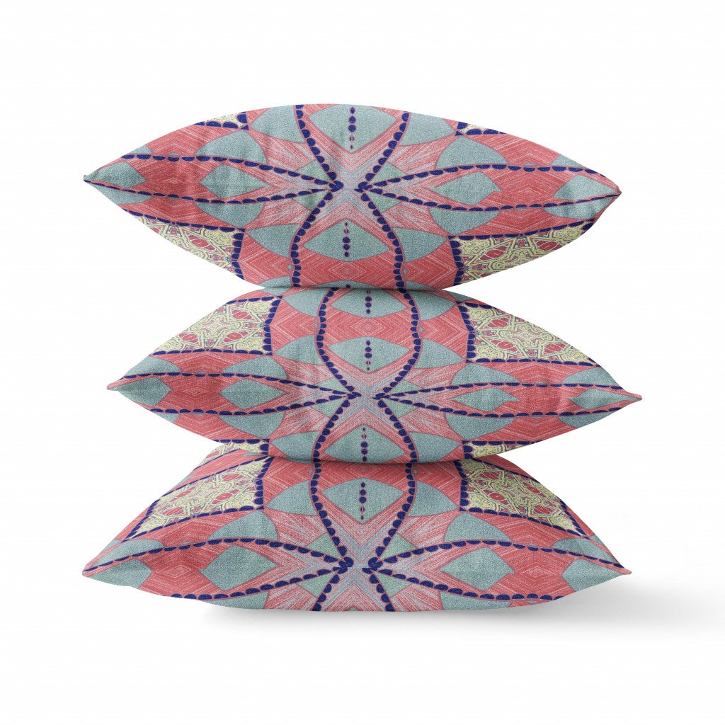 Red Blue Cosmic Circle Boho Suede Pillow